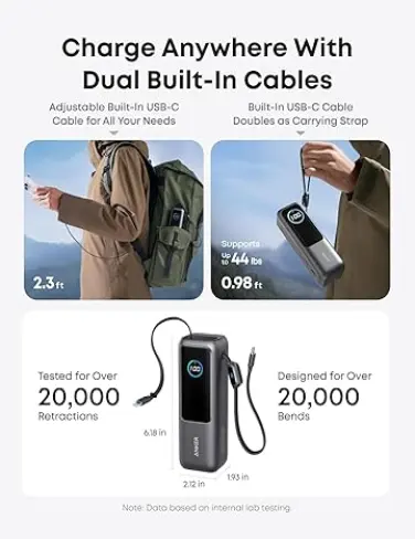 پاوربانک انکر مدل A1695 ظرفیت 25000 میلی آمپر ساعت به همراه دو کابل USB Type-C--1